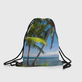 Рюкзак-мешок 3D с принтом Пальмы в Санкт-Петербурге, 100% полиэстер | плотность ткани — 200 г/м2, размер — 35 х 45 см; лямки — толстые шнурки, застежка на шнуровке, без карманов и подкладки | море | отдых | отпуск | пальмы | пляж | солнце | туризм