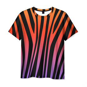 Мужская футболка 3D с принтом Зебра в Санкт-Петербурге, 100% полиэфир | прямой крой, круглый вырез горловины, длина до линии бедер | sea | summer | африка | вода | джунгли | зебра | леопард | лето | море | океан | пляж | полосы | принт | тигр