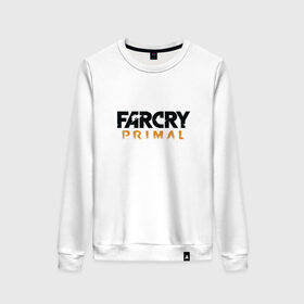 Женский свитшот хлопок с принтом Far cry primal logo в Санкт-Петербурге, 100% хлопок | прямой крой, круглый вырез, на манжетах и по низу широкая трикотажная резинка  | 