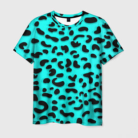 Мужская футболка 3D с принтом Леопард в Санкт-Петербурге, 100% полиэфир | прямой крой, круглый вырез горловины, длина до линии бедер | Тематика изображения на принте: sea | summer | африка | вода | джунгли | зебра | леопард | лето | море | океан | пляж | полосы | принт | тигр
