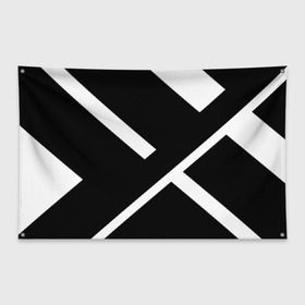Флаг-баннер с принтом Black and White в Санкт-Петербурге, 100% полиэстер | размер 67 х 109 см, плотность ткани — 95 г/м2; по краям флага есть четыре люверса для крепления | белый | геометрия | полосы | черный