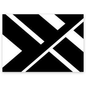 Поздравительная открытка с принтом Black and White в Санкт-Петербурге, 100% бумага | плотность бумаги 280 г/м2, матовая, на обратной стороне линовка и место для марки
 | белый | геометрия | полосы | черный