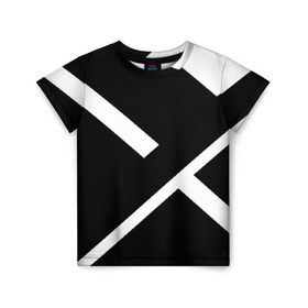 Детская футболка 3D с принтом Black and White в Санкт-Петербурге, 100% гипоаллергенный полиэфир | прямой крой, круглый вырез горловины, длина до линии бедер, чуть спущенное плечо, ткань немного тянется | белый | геометрия | полосы | черный