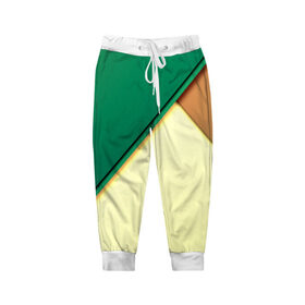 Детские брюки 3D с принтом Material color в Санкт-Петербурге, 100% полиэстер | манжеты по низу, эластичный пояс регулируется шнурком, по бокам два кармана без застежек, внутренняя часть кармана из мелкой сетки | Тематика изображения на принте: желтый | зеленый | полосы