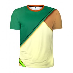 Мужская футболка 3D спортивная с принтом Material color в Санкт-Петербурге, 100% полиэстер с улучшенными характеристиками | приталенный силуэт, круглая горловина, широкие плечи, сужается к линии бедра | Тематика изображения на принте: желтый | зеленый | полосы