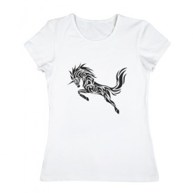 Женская футболка хлопок с принтом Black unicorn в Санкт-Петербурге, 100% хлопок | прямой крой, круглый вырез горловины, длина до линии бедер, слегка спущенное плечо | 