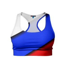 Женский спортивный топ 3D с принтом Российский флаг в Санкт-Петербурге, 82% полиэстер, 18% спандекс Ткань безопасна для здоровья, позволяет коже дышать, не мнется и не растягивается |  | косой | наклонный | триколор