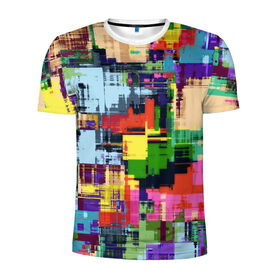 Мужская футболка 3D спортивная с принтом Взрыв красок в Санкт-Петербурге, 100% полиэстер с улучшенными характеристиками | приталенный силуэт, круглая горловина, широкие плечи, сужается к линии бедра | абстракция | краски | радуга | узор | цвета