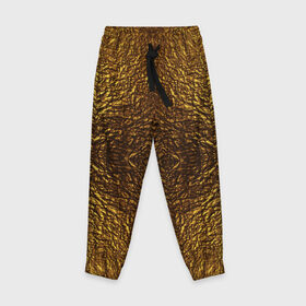 Детские брюки 3D с принтом Gold Texture в Санкт-Петербурге, 100% полиэстер | манжеты по низу, эластичный пояс регулируется шнурком, по бокам два кармана без застежек, внутренняя часть кармана из мелкой сетки | 