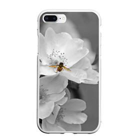 Чехол для iPhone 7Plus/8 Plus матовый с принтом Пчела на цветах в Санкт-Петербурге, Силикон | Область печати: задняя сторона чехла, без боковых панелей | лепестки | цветы