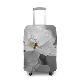 Чехол для чемодана 3D с принтом Пчела на цветах в Санкт-Петербурге, 86% полиэфир, 14% спандекс | двустороннее нанесение принта, прорези для ручек и колес | лепестки | цветы