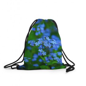 Рюкзак-мешок 3D с принтом Синие цветы в Санкт-Петербурге, 100% полиэстер | плотность ткани — 200 г/м2, размер — 35 х 45 см; лямки — толстые шнурки, застежка на шнуровке, без карманов и подкладки | лепестки | прикольные картинки | цветочки | цветы