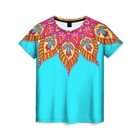 Женская футболка 3D с принтом Этно в Санкт-Петербурге, 100% полиэфир ( синтетическое хлопкоподобное полотно) | прямой крой, круглый вырез горловины, длина до линии бедер | tribal | абстракция | геометрия | лето | узоры | этника | этно