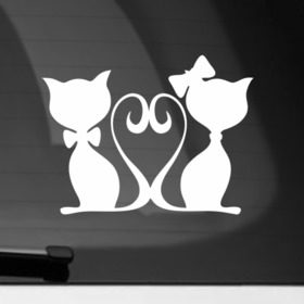 Наклейка на автомобиль с принтом Влюблённые котики (Свадебная наклейка) в Санкт-Петербурге, ПВХ |  | котики