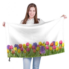 Флаг 3D с принтом Среди тюльпанов в Санкт-Петербурге, 100% полиэстер | плотность ткани — 95 г/м2, размер — 67 х 109 см. Принт наносится с одной стороны | 