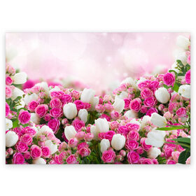 Поздравительная открытка с принтом Нежные розы в Санкт-Петербурге, 100% бумага | плотность бумаги 280 г/м2, матовая, на обратной стороне линовка и место для марки
 | аромат | букет | вазон | великолепие | краски | красота | куст | нежность | природа | растения | розы | украшение | фауна | цветник | цветы