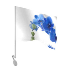 Флаг для автомобиля с принтом Веточка орхидеи в Санкт-Петербурге, 100% полиэстер | Размер: 30*21 см | ветка | красота | нежность | орхидея | природа | растение | фауна | цветок | цветы