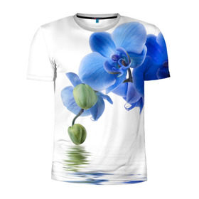 Мужская футболка 3D спортивная с принтом Веточка орхидеи в Санкт-Петербурге, 100% полиэстер с улучшенными характеристиками | приталенный силуэт, круглая горловина, широкие плечи, сужается к линии бедра | Тематика изображения на принте: ветка | красота | нежность | орхидея | природа | растение | фауна | цветок | цветы