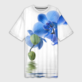 Платье-футболка 3D с принтом Веточка орхидеи в Санкт-Петербурге,  |  | ветка | красота | нежность | орхидея | природа | растение | фауна | цветок | цветы