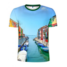 Мужская футболка 3D спортивная с принтом Венеция в Санкт-Петербурге, 100% полиэстер с улучшенными характеристиками | приталенный силуэт, круглая горловина, широкие плечи, сужается к линии бедра | 