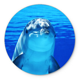 Коврик круглый с принтом Дельфин в Санкт-Петербурге, резина и полиэстер | круглая форма, изображение наносится на всю лицевую часть | вода | дельфин | море | отдых | отпуск | подводный мир | туризм
