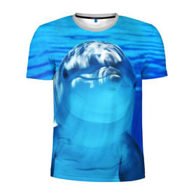 Мужская футболка 3D спортивная с принтом Дельфин в Санкт-Петербурге, 100% полиэстер с улучшенными характеристиками | приталенный силуэт, круглая горловина, широкие плечи, сужается к линии бедра | вода | дельфин | море | отдых | отпуск | подводный мир | туризм