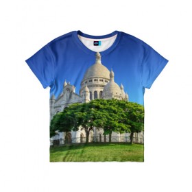 Детская футболка 3D с принтом Париж в Санкт-Петербурге, 100% гипоаллергенный полиэфир | прямой крой, круглый вырез горловины, длина до линии бедер, чуть спущенное плечо, ткань немного тянется | Тематика изображения на принте: paris | париж | франция