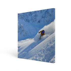 Холст квадратный с принтом Спуск в Санкт-Петербурге, 100% ПВХ |  | Тематика изображения на принте: гора | зима | лыжник | снег | спорт | спуск