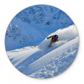 Коврик круглый с принтом Спуск в Санкт-Петербурге, резина и полиэстер | круглая форма, изображение наносится на всю лицевую часть | гора | зима | лыжник | снег | спорт | спуск