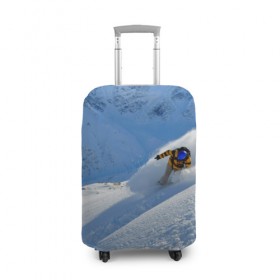Чехол для чемодана 3D с принтом Спуск в Санкт-Петербурге, 86% полиэфир, 14% спандекс | двустороннее нанесение принта, прорези для ручек и колес | гора | зима | лыжник | снег | спорт | спуск