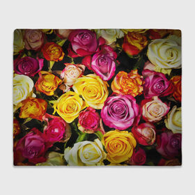 Плед 3D с принтом Букет роз в Санкт-Петербурге, 100% полиэстер | закругленные углы, все края обработаны. Ткань не мнется и не растягивается | жёлтый | красный | лепестки | прикольные картинки | розы | цветочки | цветы
