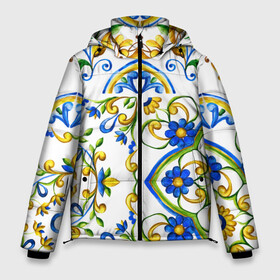 Мужская зимняя куртка 3D с принтом Майолика в Санкт-Петербурге, верх — 100% полиэстер; подкладка — 100% полиэстер; утеплитель — 100% полиэстер | длина ниже бедра, свободный силуэт Оверсайз. Есть воротник-стойка, отстегивающийся капюшон и ветрозащитная планка. 

Боковые карманы с листочкой на кнопках и внутренний карман на молнии. | dg | dolce | dolce  gabana | dolce  gabbana | dolce gabbana | maiolica | majolica | trend | барселона | дольче | дольче габана | дольче габбана | керамика | майолика | мода | модный принт | мозаика | мозайка | плитка | роспись | тренд