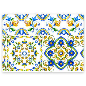 Поздравительная открытка с принтом Майолика в Санкт-Петербурге, 100% бумага | плотность бумаги 280 г/м2, матовая, на обратной стороне линовка и место для марки
 | dg | dolce | dolce  gabana | dolce  gabbana | dolce gabbana | maiolica | majolica | trend | барселона | дольче | дольче габана | дольче габбана | керамика | майолика | мода | модный принт | мозаика | мозайка | плитка | роспись | тренд