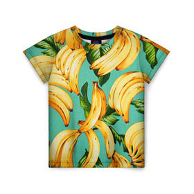 Детская футболка 3D с принтом Банан в Санкт-Петербурге, 100% гипоаллергенный полиэфир | прямой крой, круглый вырез горловины, длина до линии бедер, чуть спущенное плечо, ткань немного тянется | banana | банан | бананы | паттерн