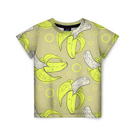 Детская футболка 3D с принтом Банан 8 в Санкт-Петербурге, 100% гипоаллергенный полиэфир | прямой крой, круглый вырез горловины, длина до линии бедер, чуть спущенное плечо, ткань немного тянется | banana | банан | бананы | паттерн