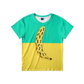 Детская футболка 3D с принтом Банан 5 в Санкт-Петербурге, 100% гипоаллергенный полиэфир | прямой крой, круглый вырез горловины, длина до линии бедер, чуть спущенное плечо, ткань немного тянется | banana | fashion | банан | бананы | мода
