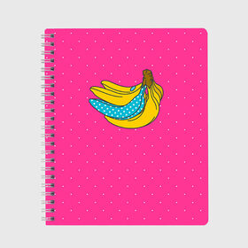 Тетрадь с принтом Банан 2 в Санкт-Петербурге, 100% бумага | 48 листов, плотность листов — 60 г/м2, плотность картонной обложки — 250 г/м2. Листы скреплены сбоку удобной пружинной спиралью. Уголки страниц и обложки скругленные. Цвет линий — светло-серый
 | banana | fashion | банан | бананы | мода