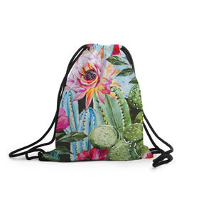 Рюкзак-мешок 3D с принтом Зелень в Санкт-Петербурге, 100% полиэстер | плотность ткани — 200 г/м2, размер — 35 х 45 см; лямки — толстые шнурки, застежка на шнуровке, без карманов и подкладки | кактусы | лилия | тропики | цветы