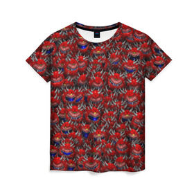 Женская футболка 3D с принтом Какодемоны (pixel-art) в Санкт-Петербурге, 100% полиэфир ( синтетическое хлопкоподобное полотно) | прямой крой, круглый вырез горловины, длина до линии бедер | doom | демон | дум