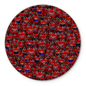 Коврик круглый с принтом Какодемоны (pixel-art) в Санкт-Петербурге, резина и полиэстер | круглая форма, изображение наносится на всю лицевую часть | doom | демон | дум