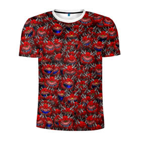 Мужская футболка 3D спортивная с принтом Какодемоны (pixel-art) в Санкт-Петербурге, 100% полиэстер с улучшенными характеристиками | приталенный силуэт, круглая горловина, широкие плечи, сужается к линии бедра | doom | демон | дум