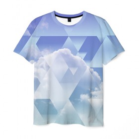 Мужская футболка 3D с принтом Геометрия 5 в Санкт-Петербурге, 100% полиэфир | прямой крой, круглый вырез горловины, длина до линии бедер | trand | геометрия | мода | небо | тренд | треугольники | трэнд
