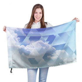 Флаг 3D с принтом Геометрия 5 в Санкт-Петербурге, 100% полиэстер | плотность ткани — 95 г/м2, размер — 67 х 109 см. Принт наносится с одной стороны | trand | геометрия | мода | небо | тренд | треугольники | трэнд