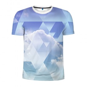 Мужская футболка 3D спортивная с принтом Геометрия 5 в Санкт-Петербурге, 100% полиэстер с улучшенными характеристиками | приталенный силуэт, круглая горловина, широкие плечи, сужается к линии бедра | trand | геометрия | мода | небо | тренд | треугольники | трэнд