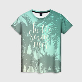 Женская футболка 3D с принтом HAWAII 8 в Санкт-Петербурге, 100% полиэфир ( синтетическое хлопкоподобное полотно) | прямой крой, круглый вырез горловины, длина до линии бедер | hawaii | гаваи | лето | океан | отдых | пальмы | пляж | серф