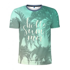 Мужская футболка 3D спортивная с принтом HAWAII 8 в Санкт-Петербурге, 100% полиэстер с улучшенными характеристиками | приталенный силуэт, круглая горловина, широкие плечи, сужается к линии бедра | Тематика изображения на принте: hawaii | гаваи | лето | океан | отдых | пальмы | пляж | серф