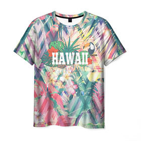 Мужская футболка 3D с принтом HAWAII 5 в Санкт-Петербурге, 100% полиэфир | прямой крой, круглый вырез горловины, длина до линии бедер | hawaii | гаваи | лето | океан | отдых | пальмы | пляж | серф