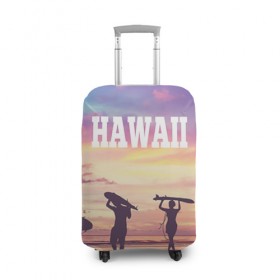 Чехол для чемодана 3D с принтом HAWAII 3 в Санкт-Петербурге, 86% полиэфир, 14% спандекс | двустороннее нанесение принта, прорези для ручек и колес | hawaii | гаваи | лето | океан | отдых | пальмы | пляж | серф