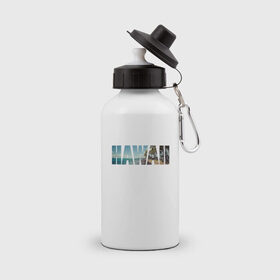 Бутылка спортивная с принтом HAWAII 8 в Санкт-Петербурге, металл | емкость — 500 мл, в комплекте две пластиковые крышки и карабин для крепления | hawaii | гаваи | лето | море | океан | пальмы | пляж | серф