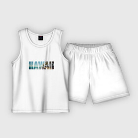 Детская пижама с шортами хлопок с принтом HAWAII 8 в Санкт-Петербурге,  |  | hawaii | гаваи | лето | море | океан | пальмы | пляж | серф
